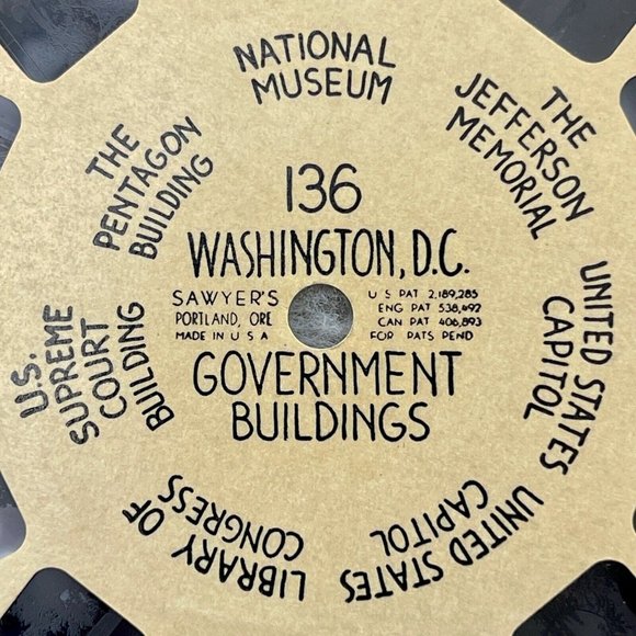 Vintage View-Master Reel 136 Washington DC Government Buildings (Hand Lettered) - Picture 1 of 5